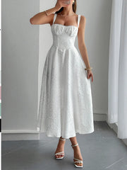 Lace-Up Sleeveless Midi Dress