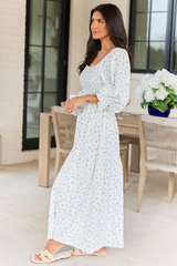 Thalia White Floral Smocked Top Maxi Dress