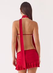 Yelena Backless Mini Dress Deep Red