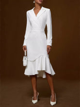 Ruffled Hem Long Sleeve Midi Blazer Dress