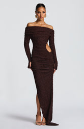 Adelphia Midi Dress - Plum Brown