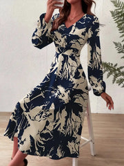 Long Sleeve Printed Midi Dress
