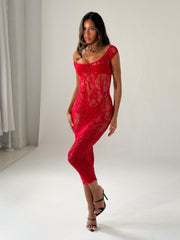 Kaelis Red Midi Dress