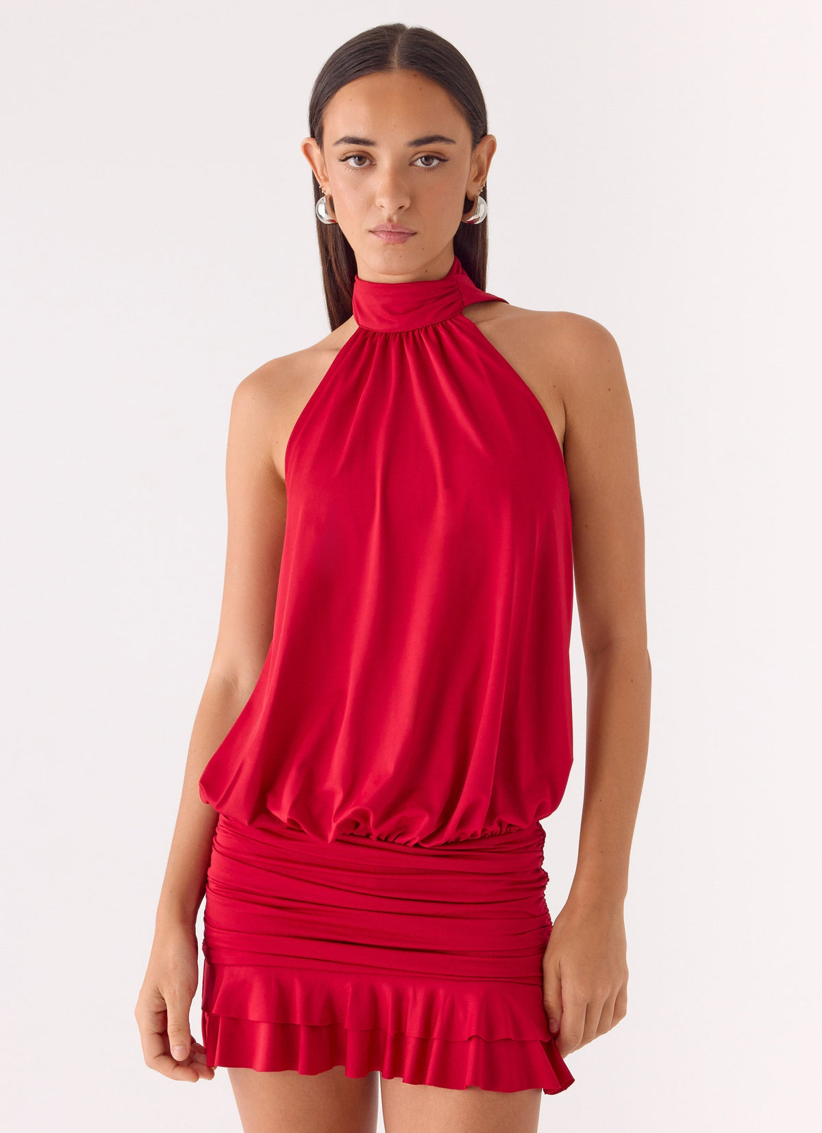 Yelena Backless Mini Dress Deep Red