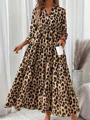 Leopard 3/4 Sleeve Midi Dress