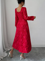 Floral Balloon Sleeve Midi Dress